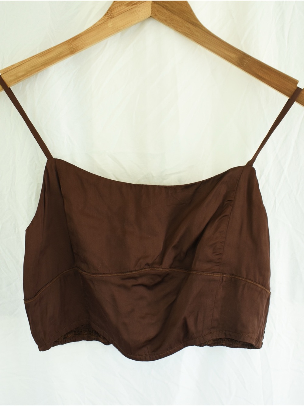 aerie Brown Satin Corset-Style Crop Top. NWOT